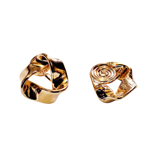 Twisted Open Triangle Gold Knot Spiral Clip On Earrings