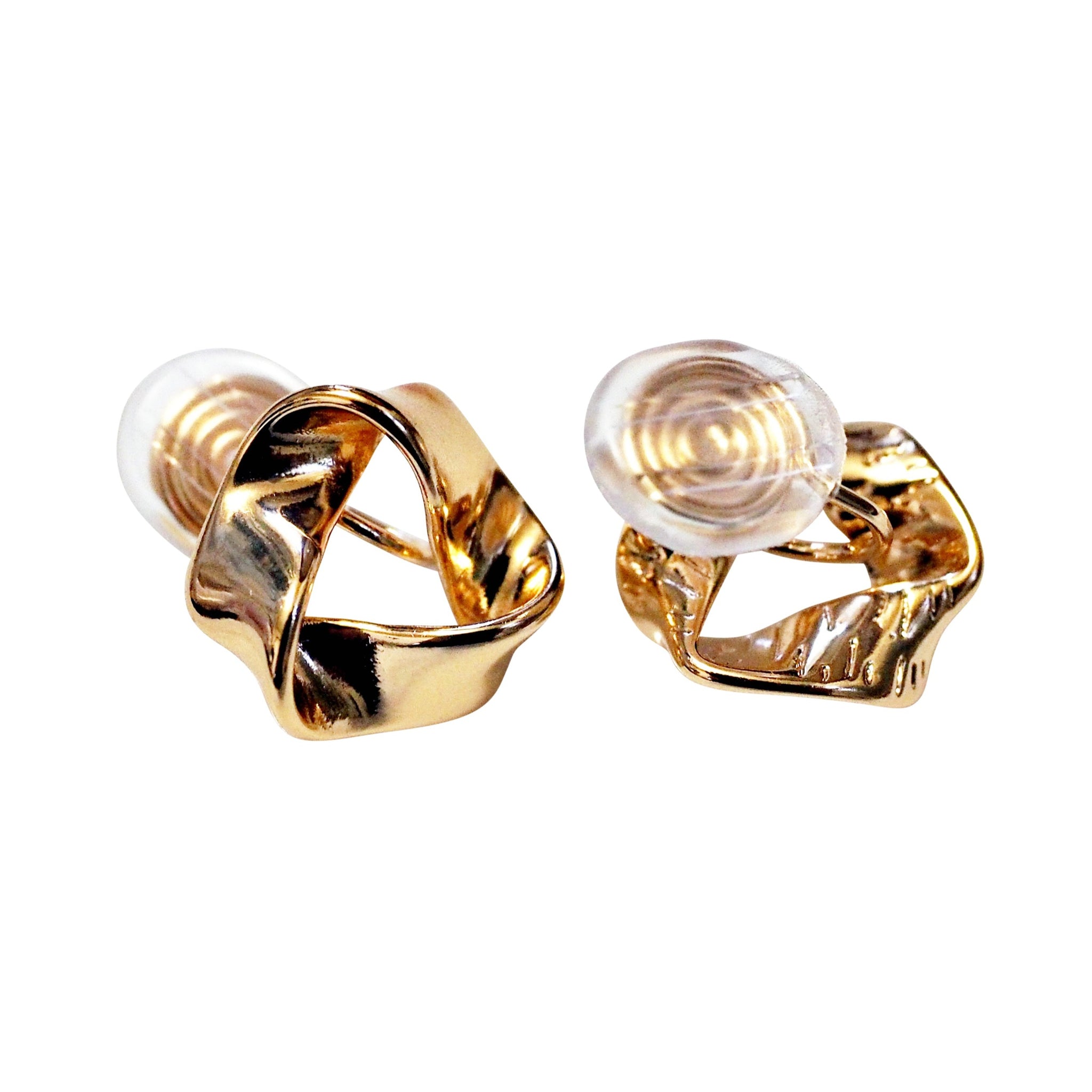 Twisted Open Triangle Gold Knot Spiral Clip On Earrings