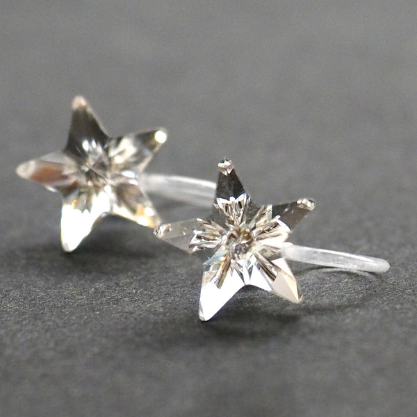 Star Swarovski crystal invisible clip on stud earrings - Miyabi Grace