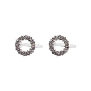 Crystal Open Circle Invisible Clip On Stud Earrings - Miyabi Grace