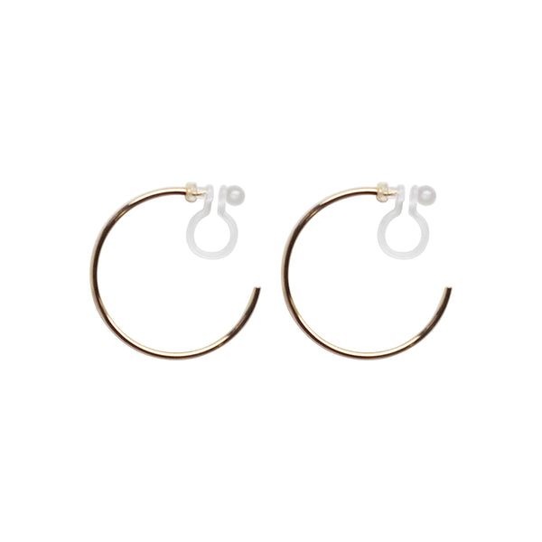 Big Invisible Clip On Hoop Earrings (Gold tone) - Miyabi Grace