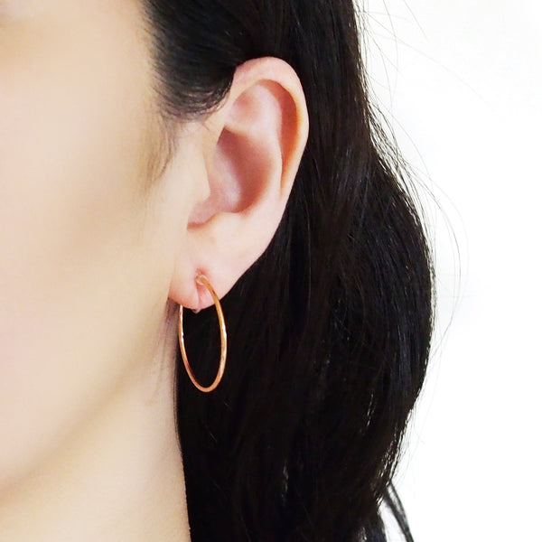Big Invisible Clip On Hoop Earrings (Rose Gold tone) - Miyabi Grace