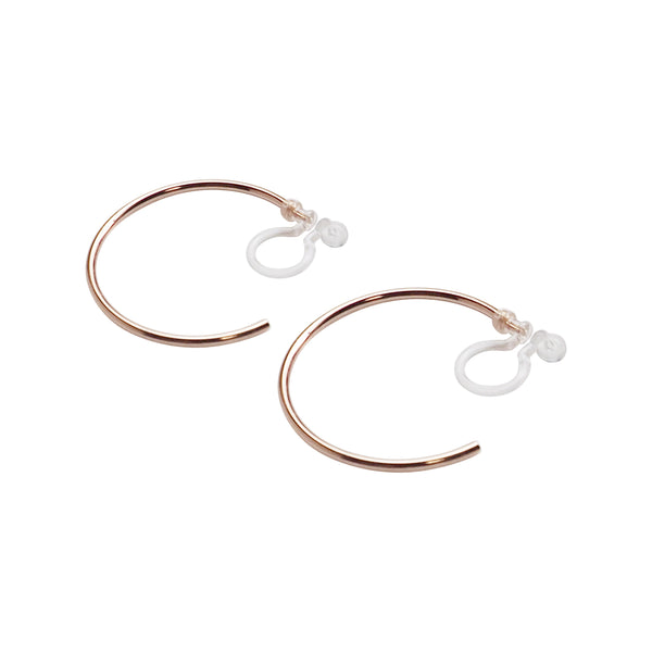 Big Invisible Clip On Hoop Earrings (Rose Gold tone) - Miyabi Grace