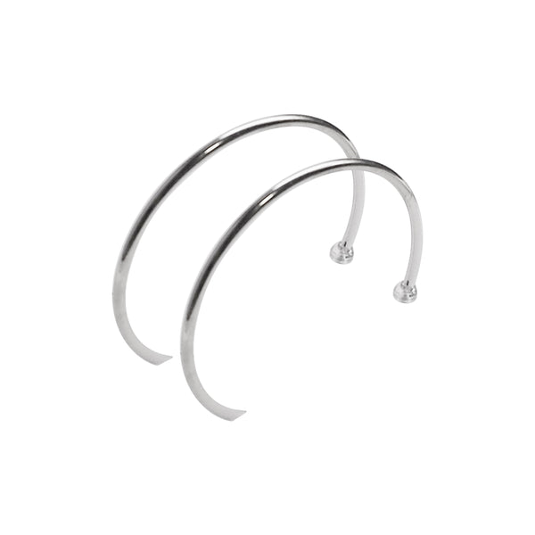 Big Invisible Clip On Hoop Earrings (Silver tone) - Miyabi Grace