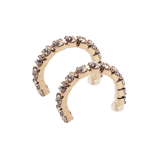 Crystal Invisible Clip On Hoop Earrings (Gold tone) - Miyabi Grace