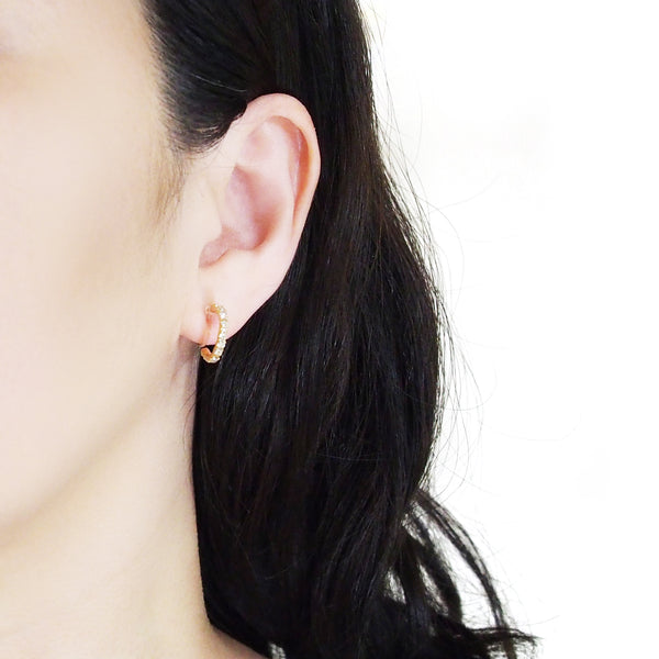 Crystal Invisible Clip On Hoop Earrings (Gold tone) - Miyabi Grace