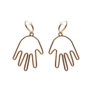 Gold hands clip on hoop earrings - Miyabi Grace