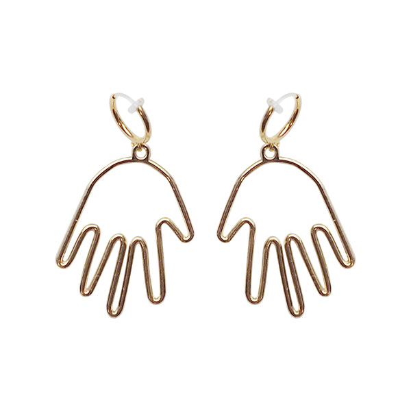 Gold hands clip on hoop earrings - Miyabi Grace