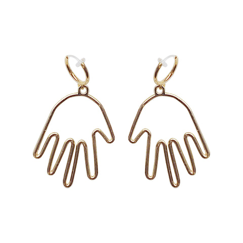 Gold hands clip on hoop earrings - Miyabi Grace