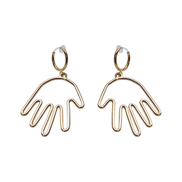 Gold hands clip on hoop earrings - Miyabi Grace