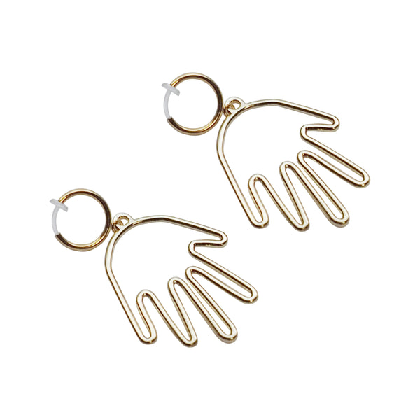 Gold hands clip on hoop earrings - Miyabi Grace