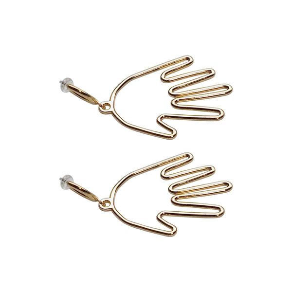 Gold hands clip on hoop earrings - Miyabi Grace