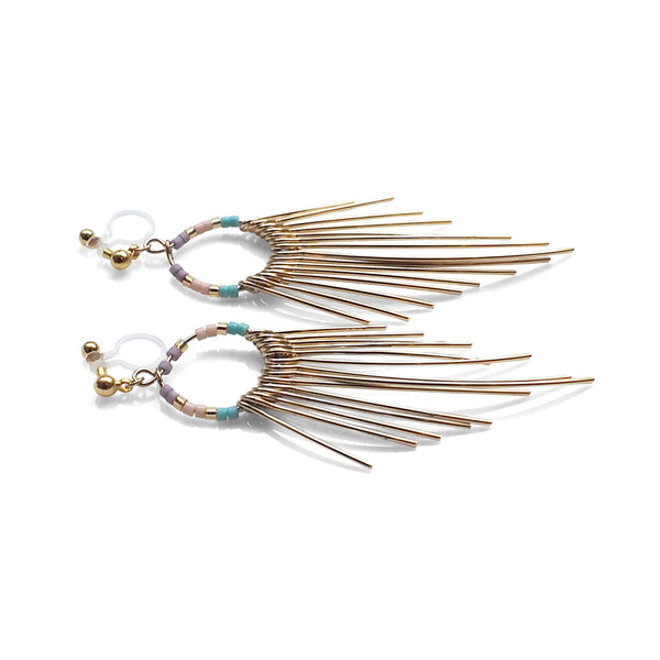 Gradated Fringe invisible clip on earrings ( Gold tone ) - Miyabi Grace
