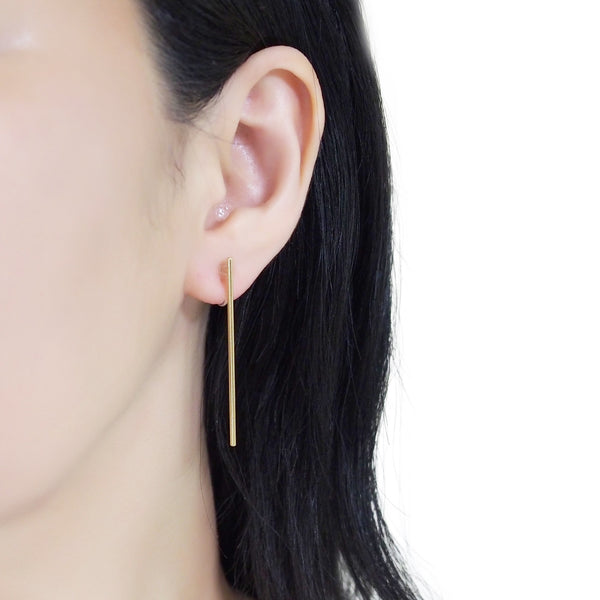 Long invisible clip on stud earrings ( Gold tone ) - Miyabi Grace