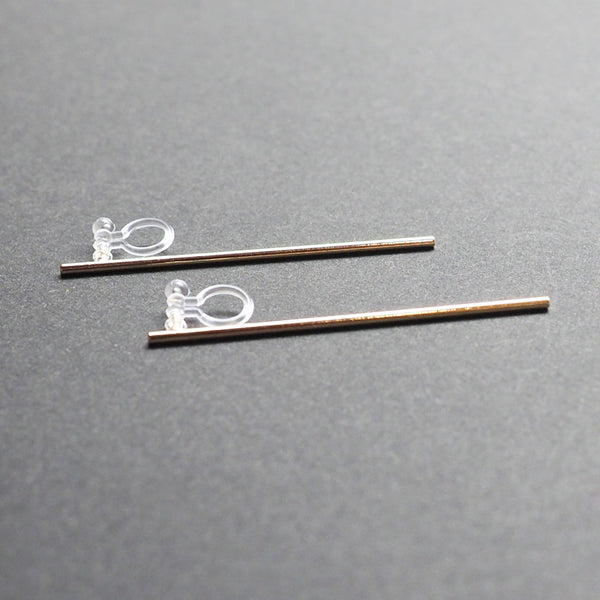 Long invisible clip on stud earrings ( Gold tone ) - Miyabi Grace