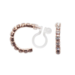 Crystal Invisible Clip On Hoop Earrings (Rose Gold tone) - Miyabi Grace