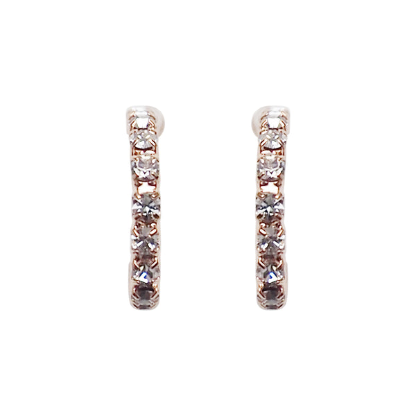 Crystal Invisible Clip On Hoop Earrings (Rose Gold tone) - Miyabi Grace