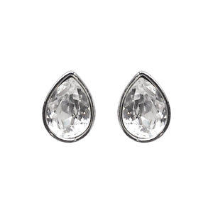 Teardrop Cubic Zirconia Crystal Invisible Clip On Stud Earrings (Silver tone) - Miyabi Grace
