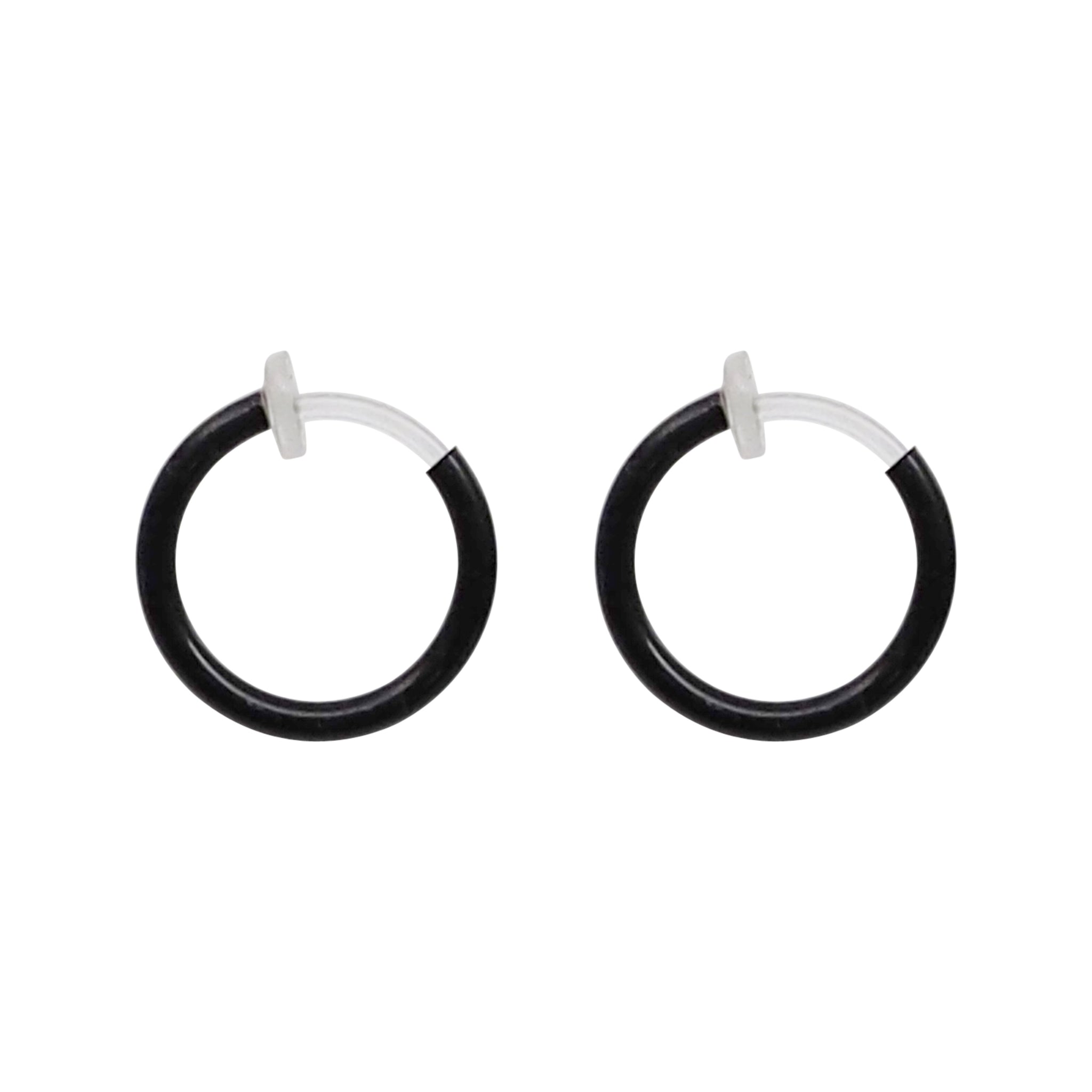 Amazing Comfortable And Pierced Look Black 12mm Invisible Clip On Earrings Miyabi Grace