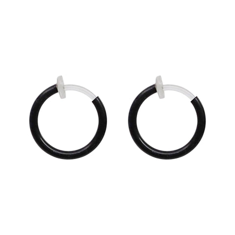 Black 12mm Invisible Clip On Earrings - Miyabi Grace