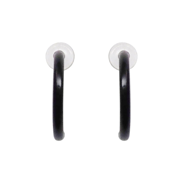 Black 12mm Invisible Clip On Earrings - Miyabi Grace