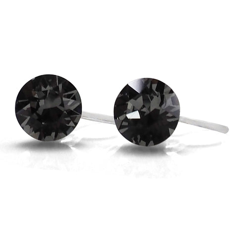 black diamond Swarovski crystal invisible clip on stud earrings - Miyabi Grace