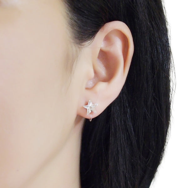 Star Swarovski crystal invisible clip on stud earrings - Miyabi Grace