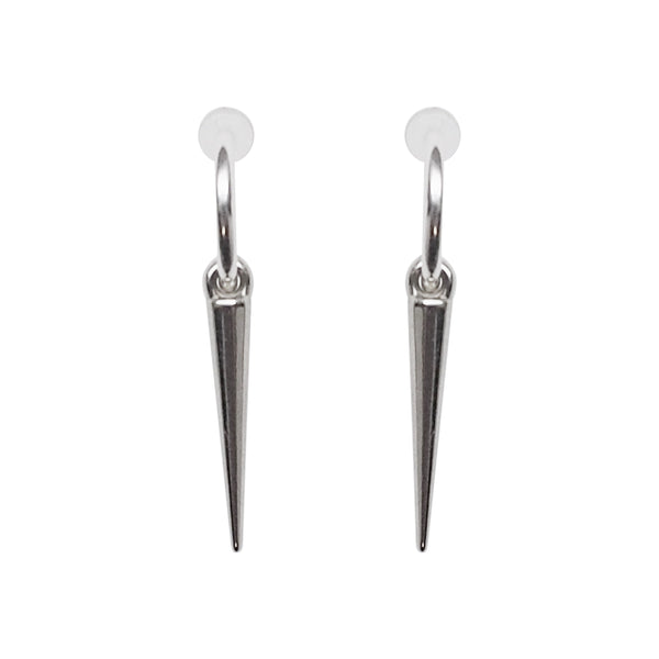 Silver Spike Resin Clip On Hoop Earrings - Miyabi Grace