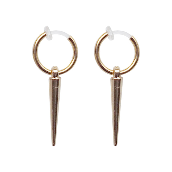 Gold Spike Resin Clip On Hoop Earrings - Miyabi Grace