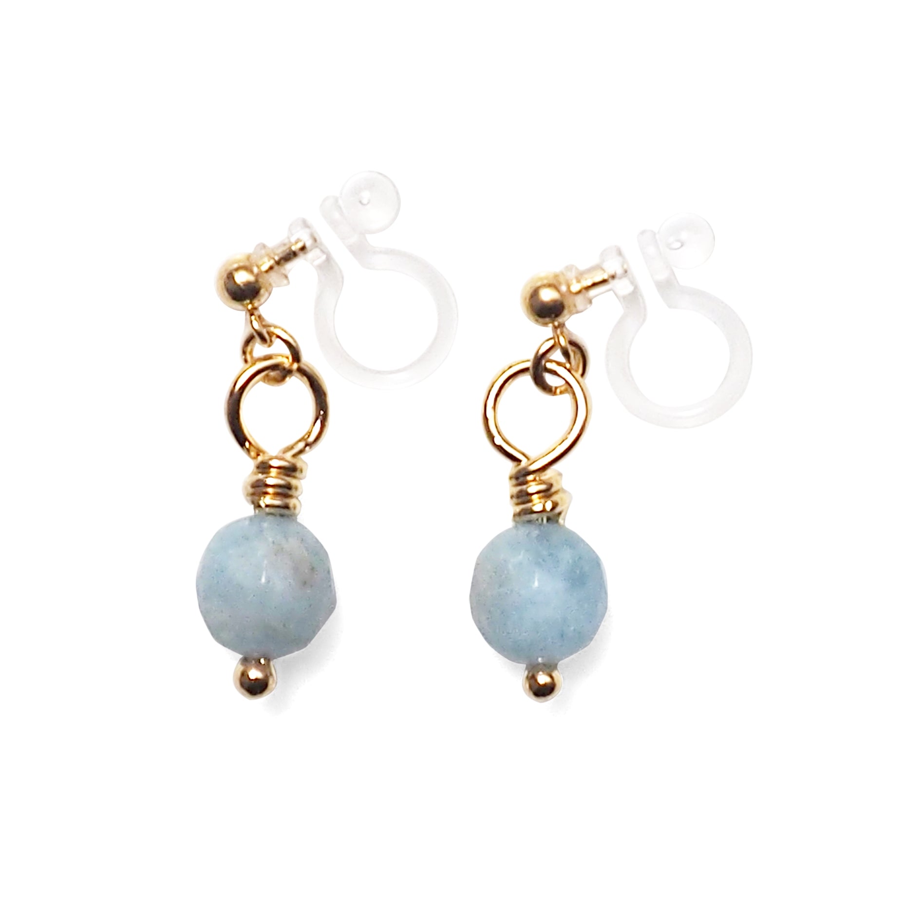 Light Blue Aquamarine Invisible Clip On Earrings - Miyabi Grace