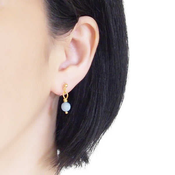 Light Blue Aquamarine Invisible Clip On Earrings - Miyabi Grace
