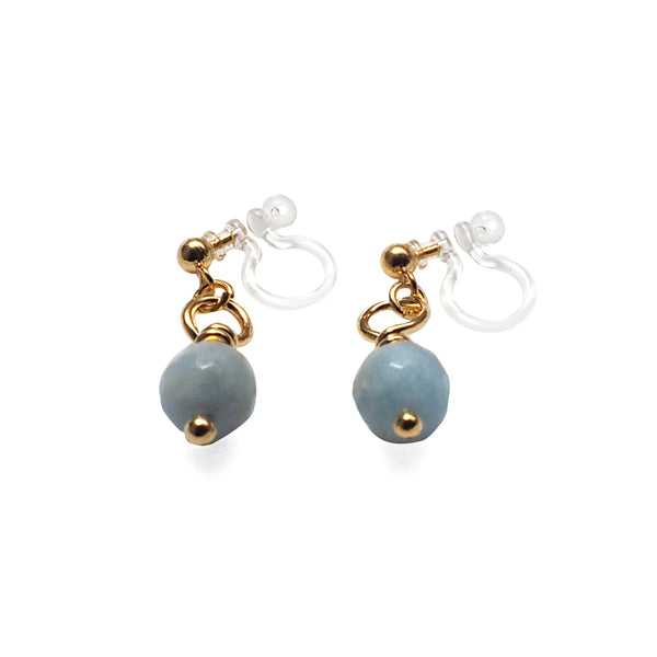 Light Blue Aquamarine Invisible Clip On Earrings - Miyabi Grace