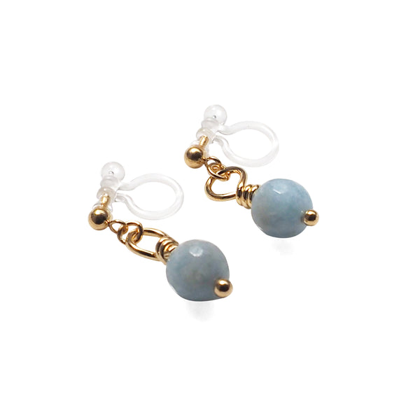 Light Blue Aquamarine Invisible Clip On Earrings - Miyabi Grace