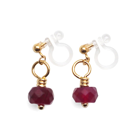 Red Agate Invisible Clip On Earrings - Miyabi Grace