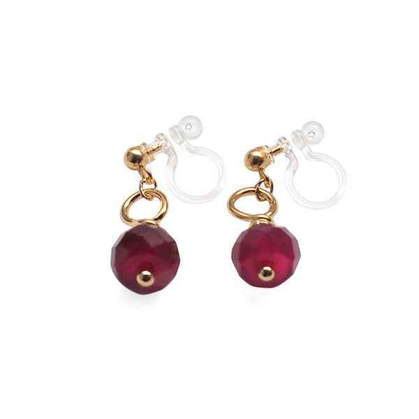 Red Agate Invisible Clip On Earrings - Miyabi Grace