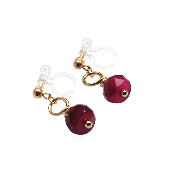 Red Agate Invisible Clip On Earrings - Miyabi Grace