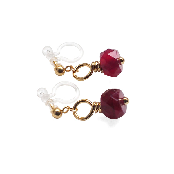 Red Agate Invisible Clip On Earrings - Miyabi Grace