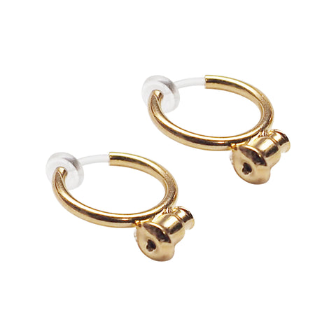 Gold Invisible Clip On Hoop Earrings Converters - Miyabi Grace
