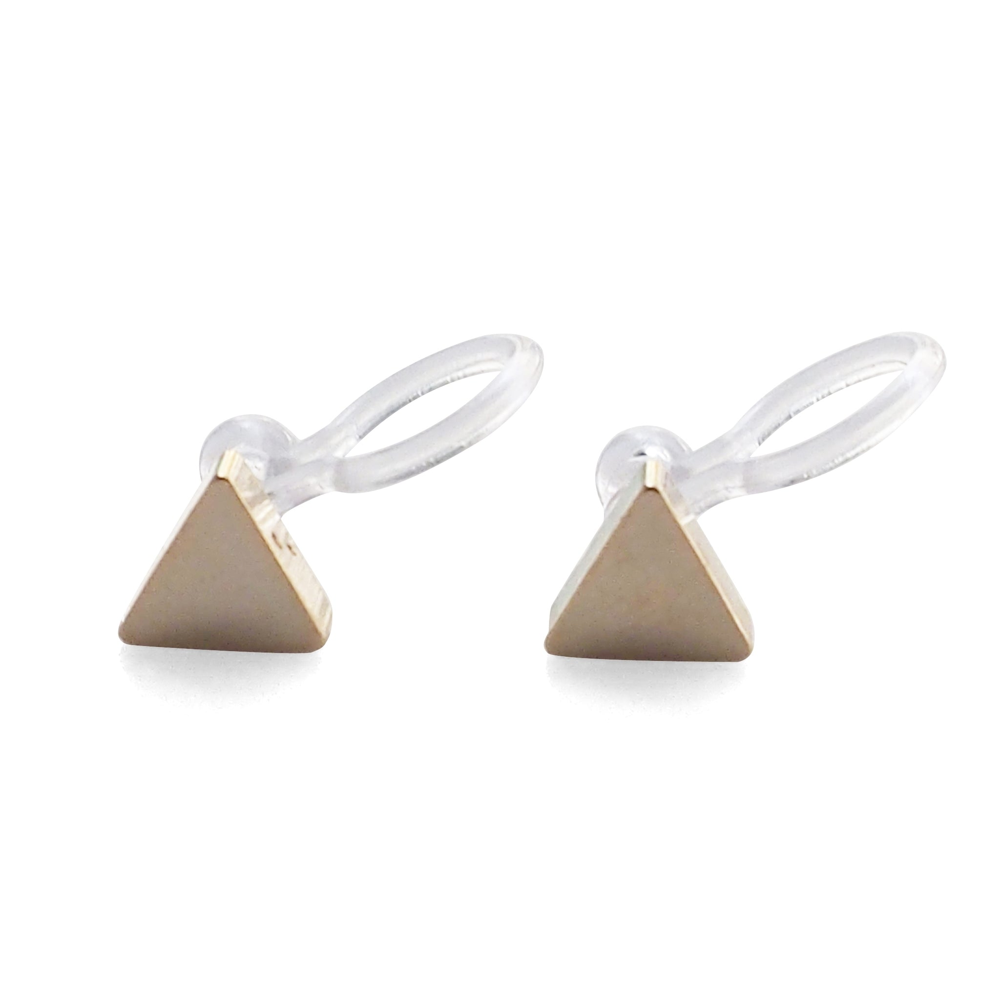 Minimalist Gold Triangle Invisible Clip On Stud Earrings - Miyabi Grace