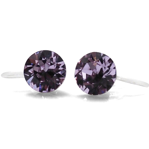 Light Purple Violet Swarovski crystal invisible clip on stud earrings - Miyabi Grace