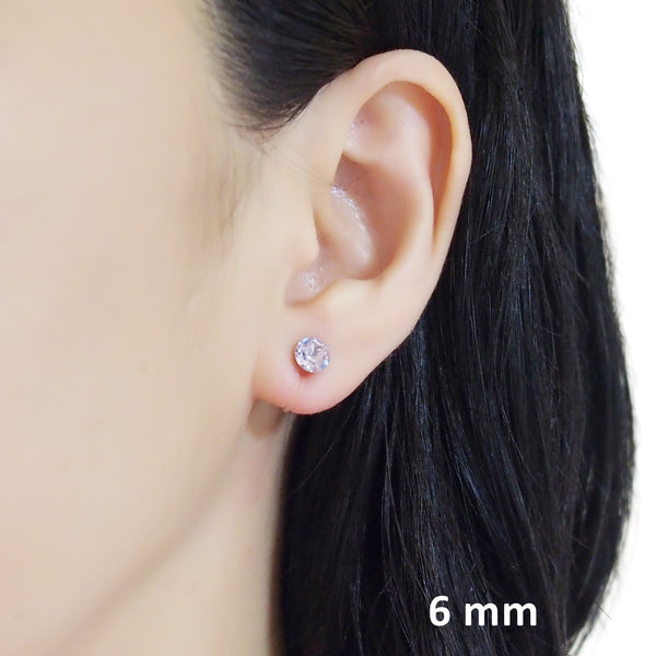 Light Purple Violet Swarovski crystal invisible clip on stud earrings - Miyabi Grace