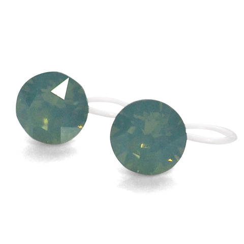 Mint Green Pacific Opal Swarovski crystal invisible clip on stud earrings - Miyabi Grace