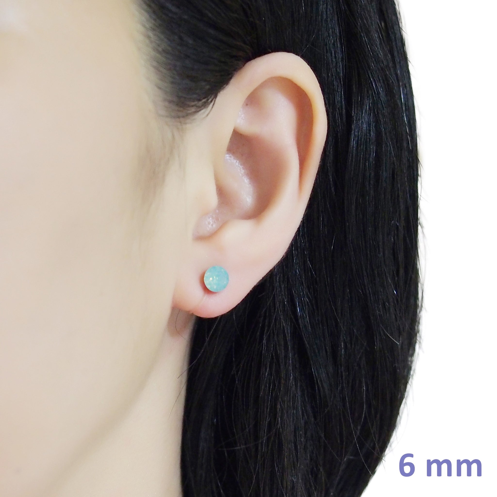 Mint Green Pacific Opal Swarovski crystal invisible clip on stud earrings - Miyabi Grace