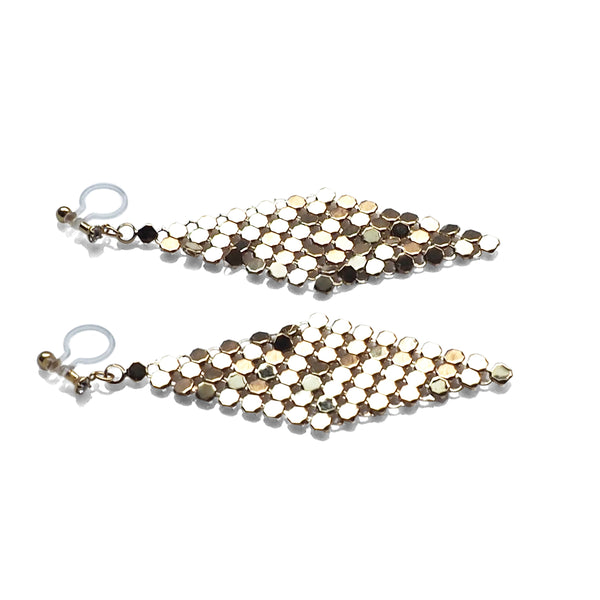 Gold mesh invisible clip on earrings - Miyabi Grace