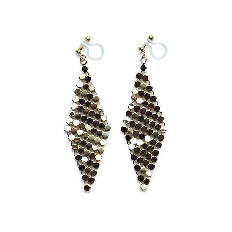 Gold mesh invisible clip on earrings - Miyabi Grace