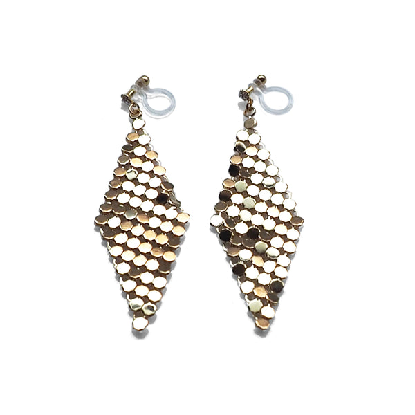 Gold mesh invisible clip on earrings - Miyabi Grace