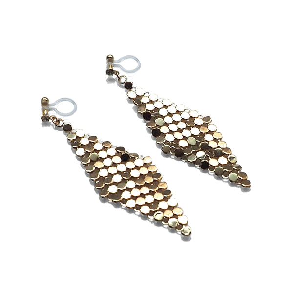 Gold mesh invisible clip on earrings - Miyabi Grace