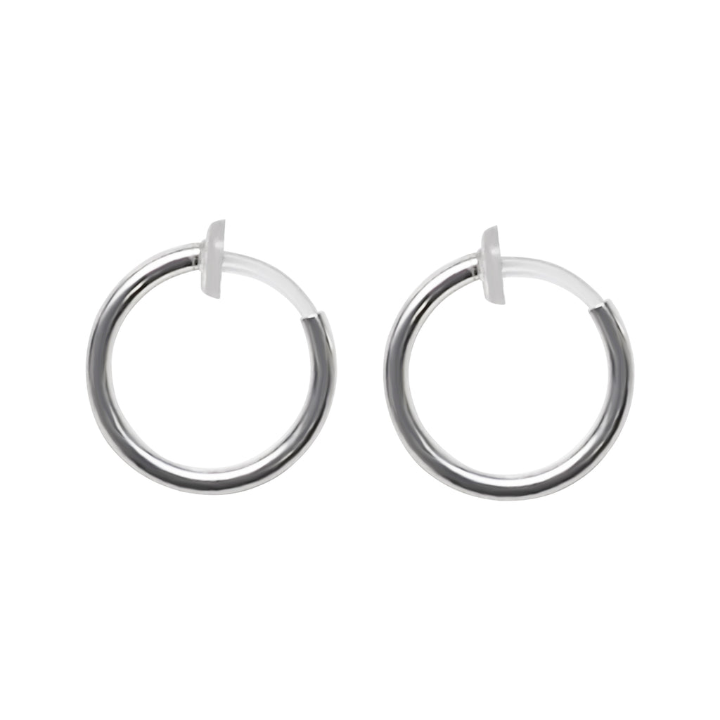 Amazing! Comfortable And Pierced Look Silver 12mm Resin Clip On Hoop
