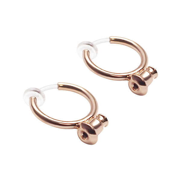 Rose Gold Invisible Clip On Hoop Earrings Converters - Miyabi Grace