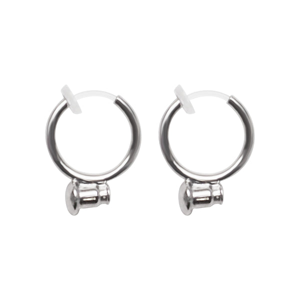 Silver Invisible Clip On Hoop Earrings Converters - Miyabi Grace